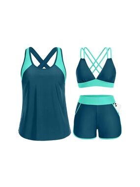 Teal & Mint Crossback Active Sports Bra Set